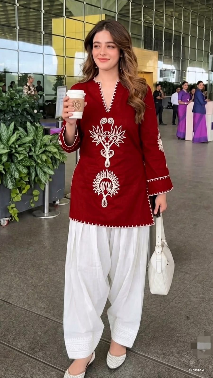 Women's Pure Cotton Embroide Kurta with Farshi Salwar Set