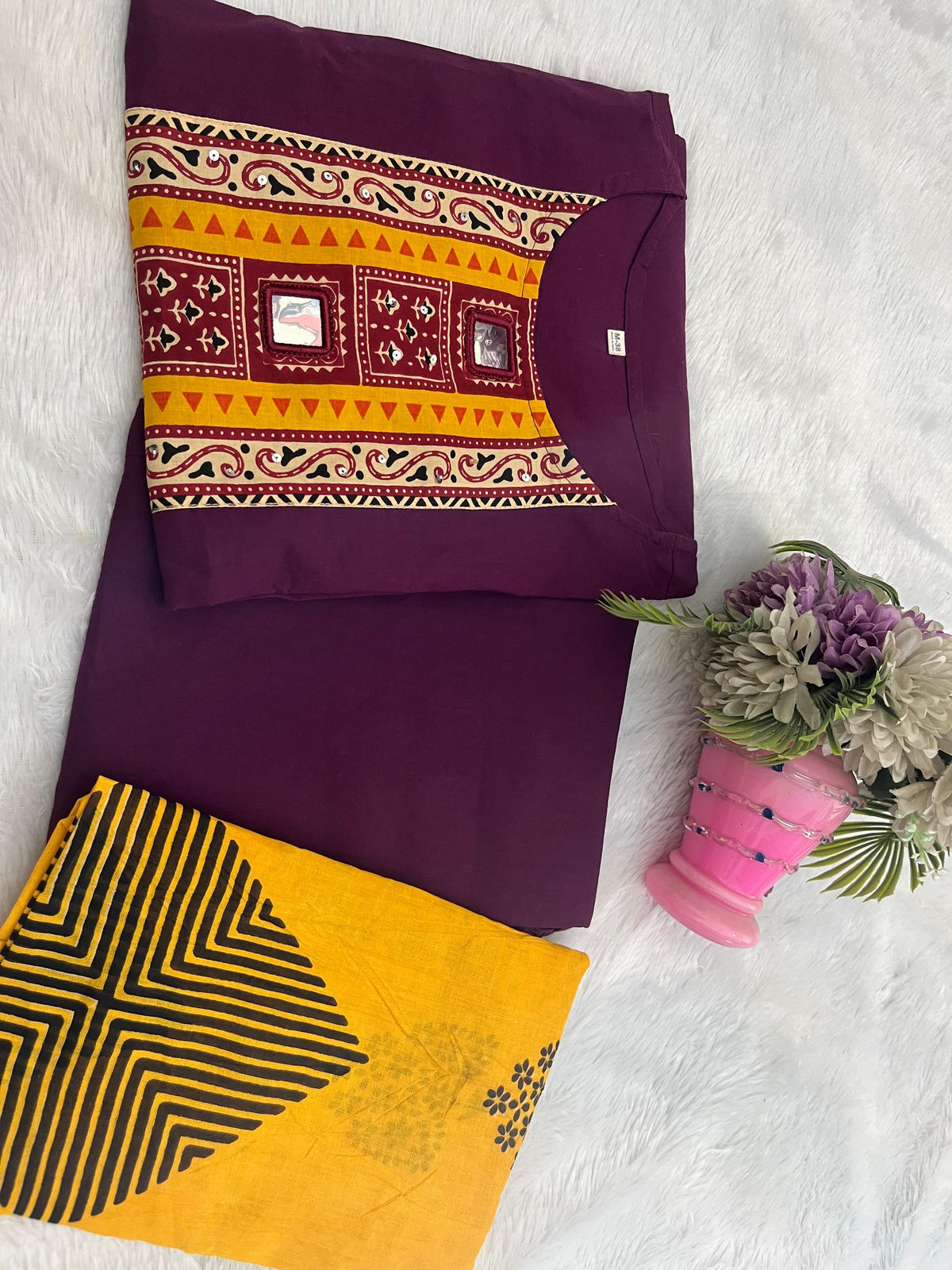 Women Printed Cotton Kurta Pant Dupatta Set