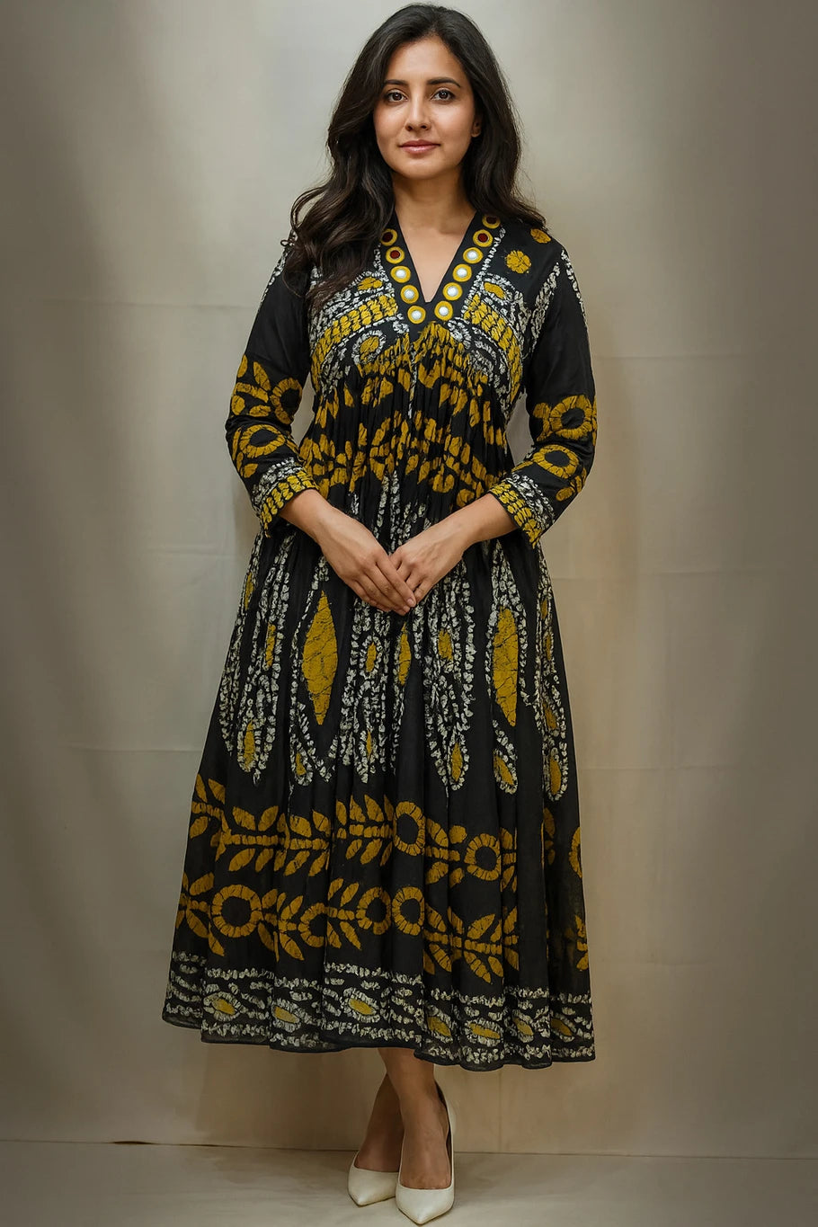 Cotton Embroide Kurta Dress With Mirror Work