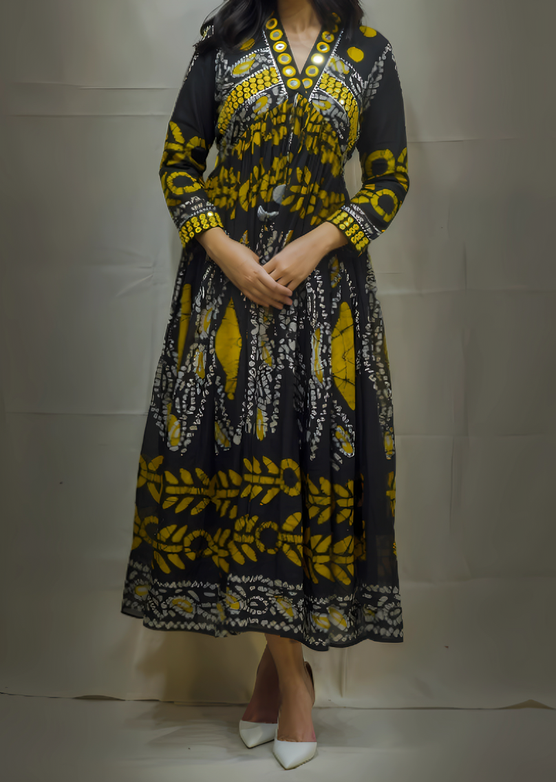 Cotton Embroide Kurta Dress With Mirror Work