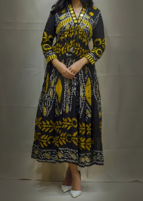 Cotton Embroide Kurta Dress With Mirror Work