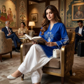 Women's Pure Cotton EmbroideBLU Kurta with Farshi Salwar Set
