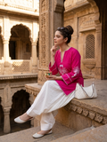 Women's Pure Cotton EmbroidePNK Kurta with Farshi Salwar Set