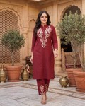 Premium Cotton Flex Embroide Straight Kurta Pant Set for Women