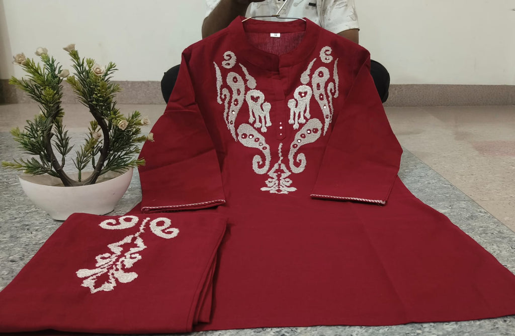 Premium Cotton Flex Embroide Straight Kurta Pant Set for Women