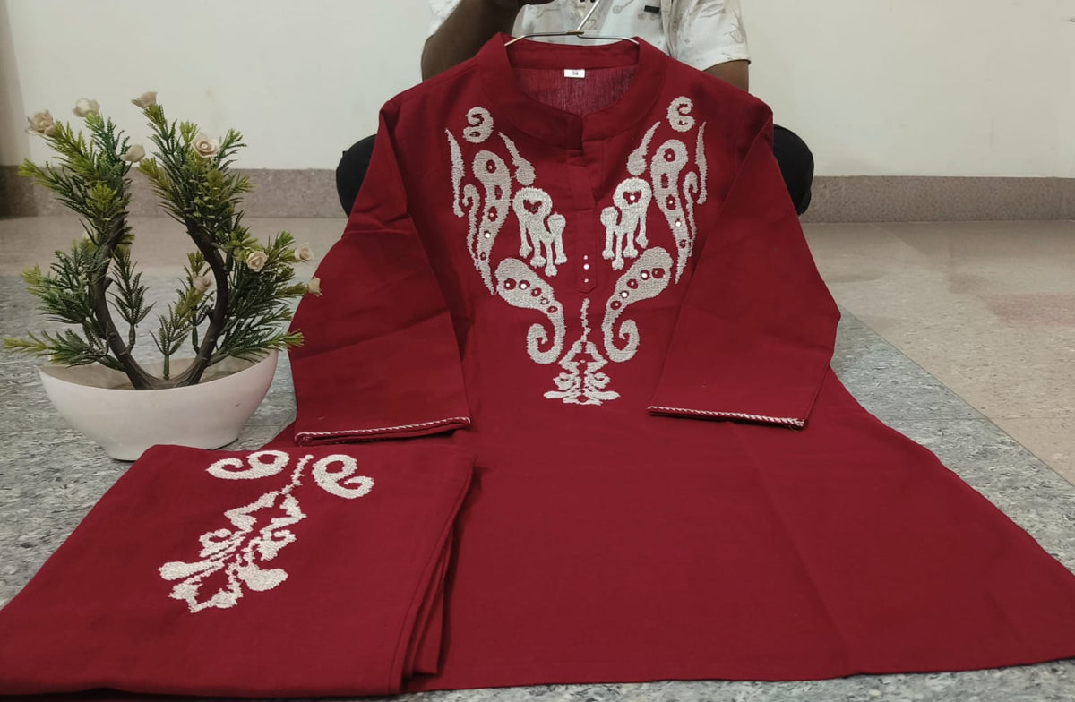 Premium Cotton Flex Embroide Straight Kurta Pant Set for Women