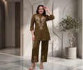 Premium Cotton Flex Embroide Straight Kurta Pant Set for Women