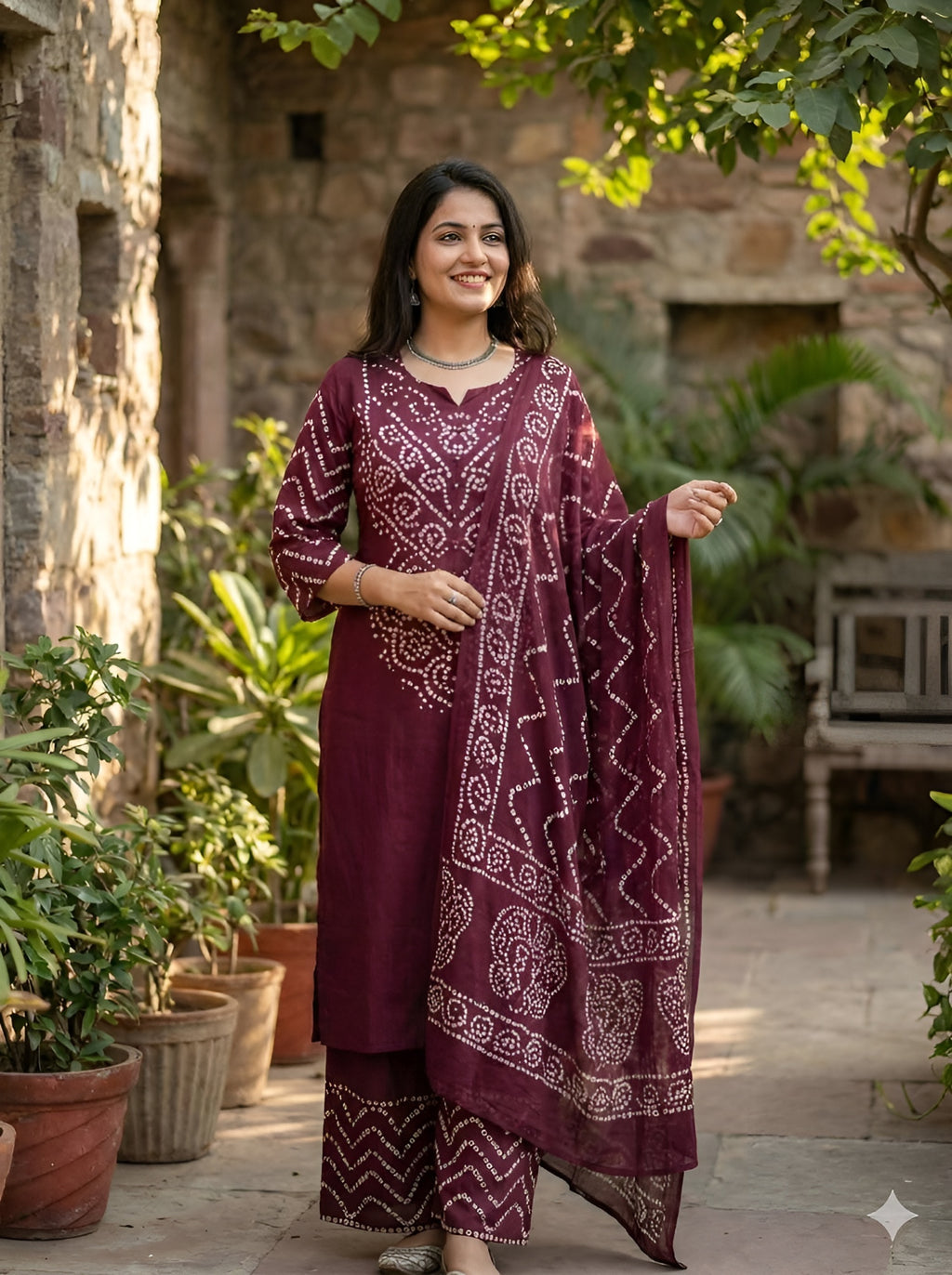 Women Stylish Cotton Kurta Set with Pants and Dupatta Adda Work Straight Ethnic Three Piece Suit
