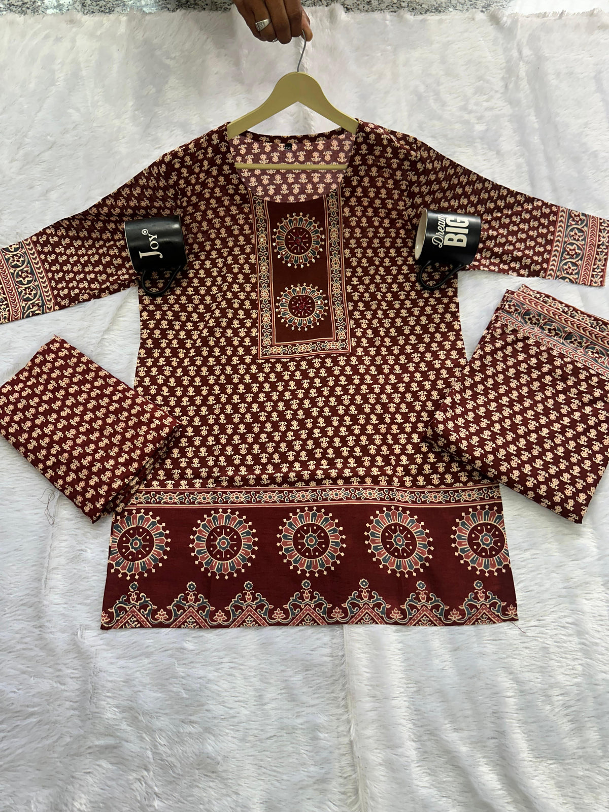 Women's Premium Cotton Printed Gopi Kurti Sharara & Malmal Dupatta Set