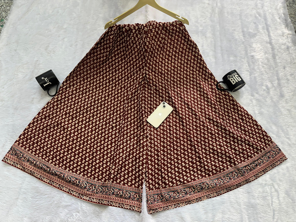 Women's Premium Cotton Printed Gopi Kurti Sharara & Malmal Dupatta Set
