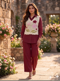 Premium Cotton Shirt with Jute Embroide Jacket and Pant Co-ord Set