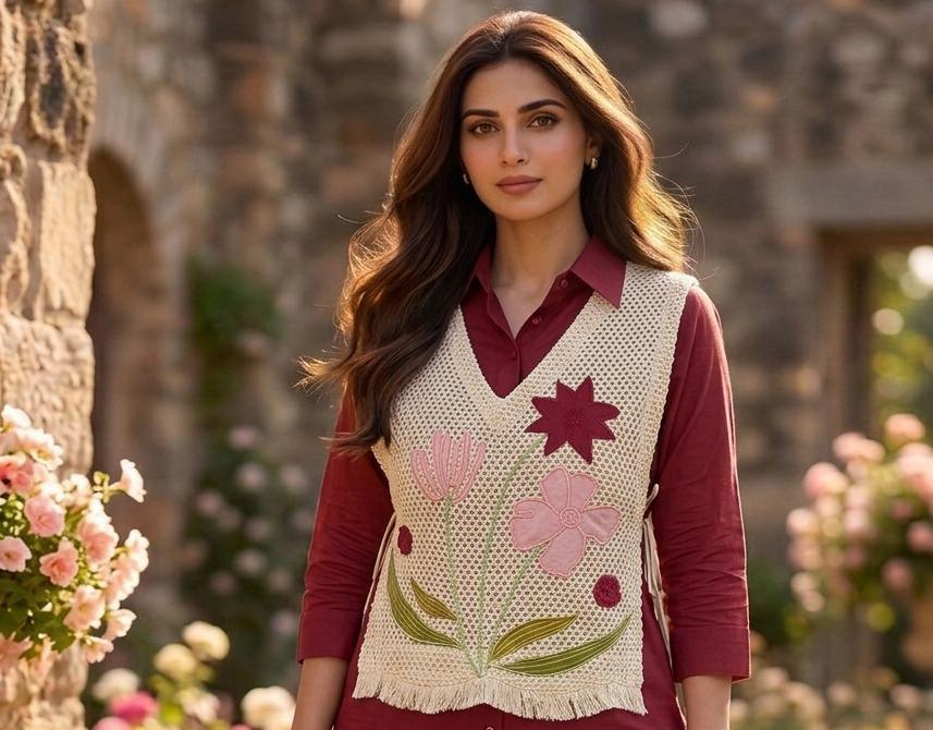 Premium Cotton Shirt with Jute Embroide Jacket and Pant Co-ord Set