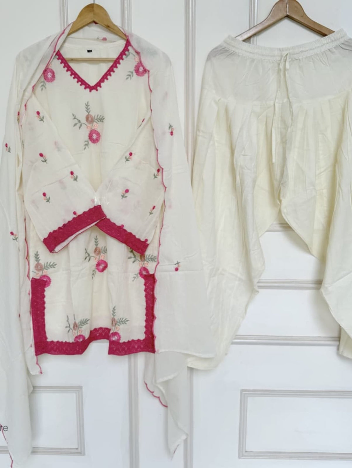 Premium Cotton Hand Embroide Jaipuri Print Farsi Salwar Set with Dupatta