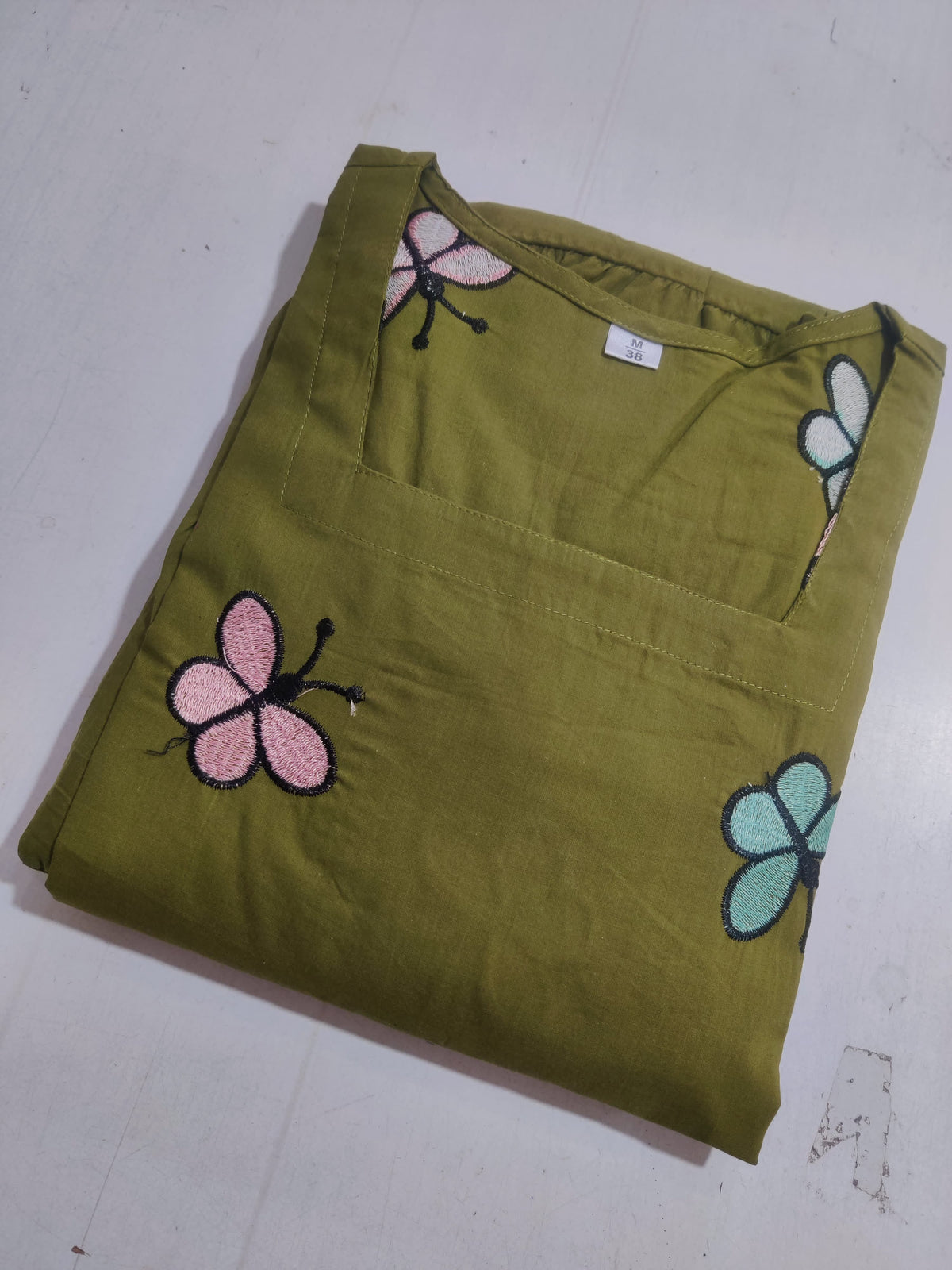 Mahndi Butterfly Print Cotton Kurti For Women