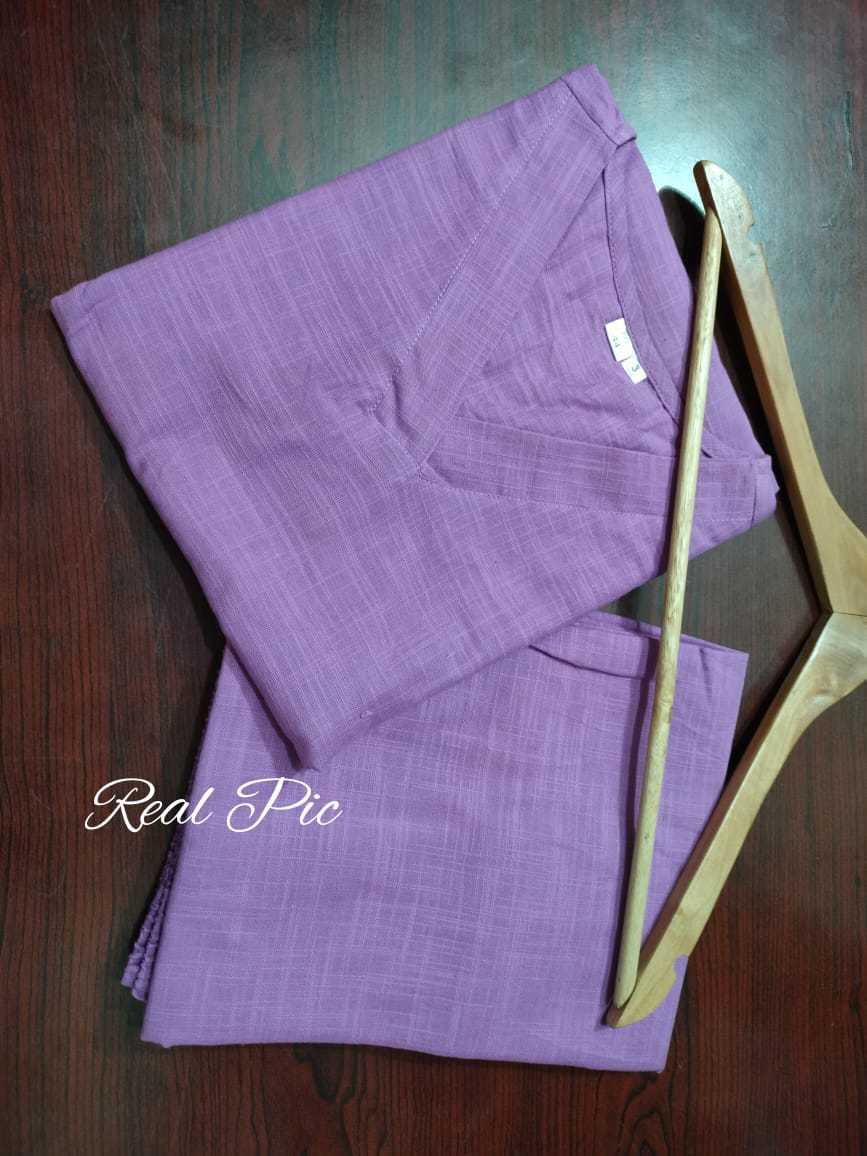Stylish Cotton Slub Kurta And Pant Set For Women