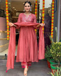 Handcrafted Embroide Pure Cotton Kurta, Pant & Dupatta Set