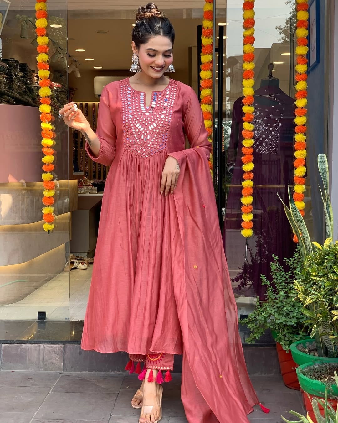 Handcrafted Embroide Pure Cotton Kurta, Pant & Dupatta Set