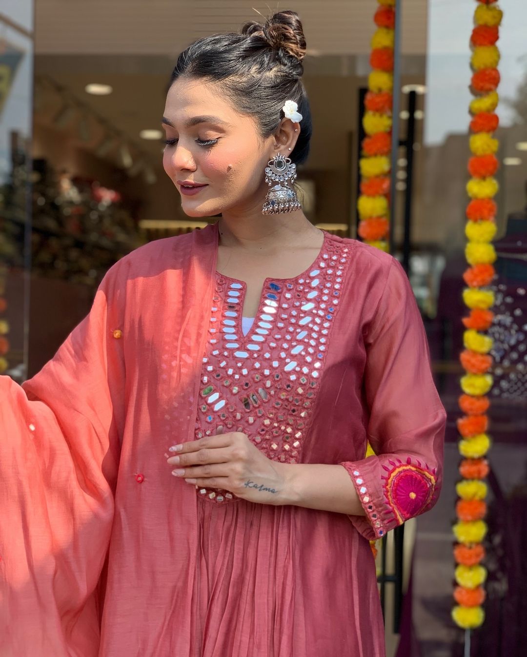 Handcrafted Embroide Pure Cotton Kurta, Pant & Dupatta Set
