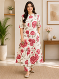 Women Floral Printed Pure Cotton A-Line Co-Ord Set with Ankle Length Pants