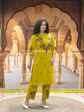 chic Embroide Cotton Kurta and Pant Set — Two-Piece Aari Work Ensemble for Effortless Everyday Style