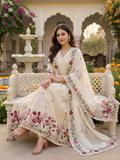 Women's Premium Pure Cotton Fla Anarkali Kurta Pant & Embroide Dupatta Set