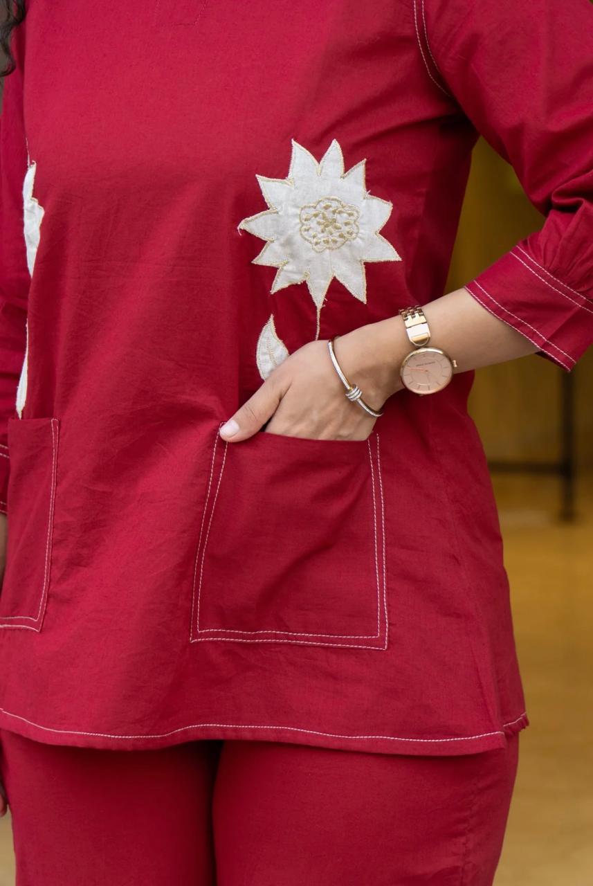 Women's Premium Cotton Flex Embroide Kurta Co-Ord Set