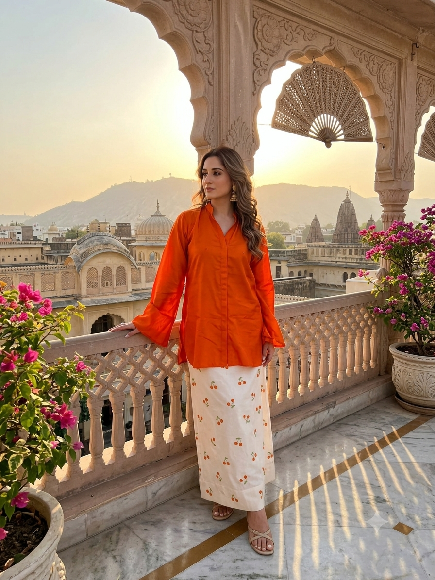 Women's Premium Cotton Corset Style Kurta & Farshi Salwar Set