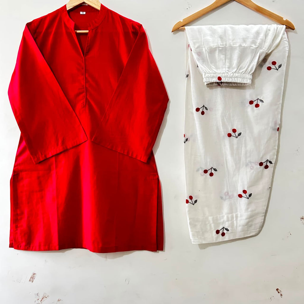 Women's Premium Cotton Corset Style Kurta & Farshi Salwar Set