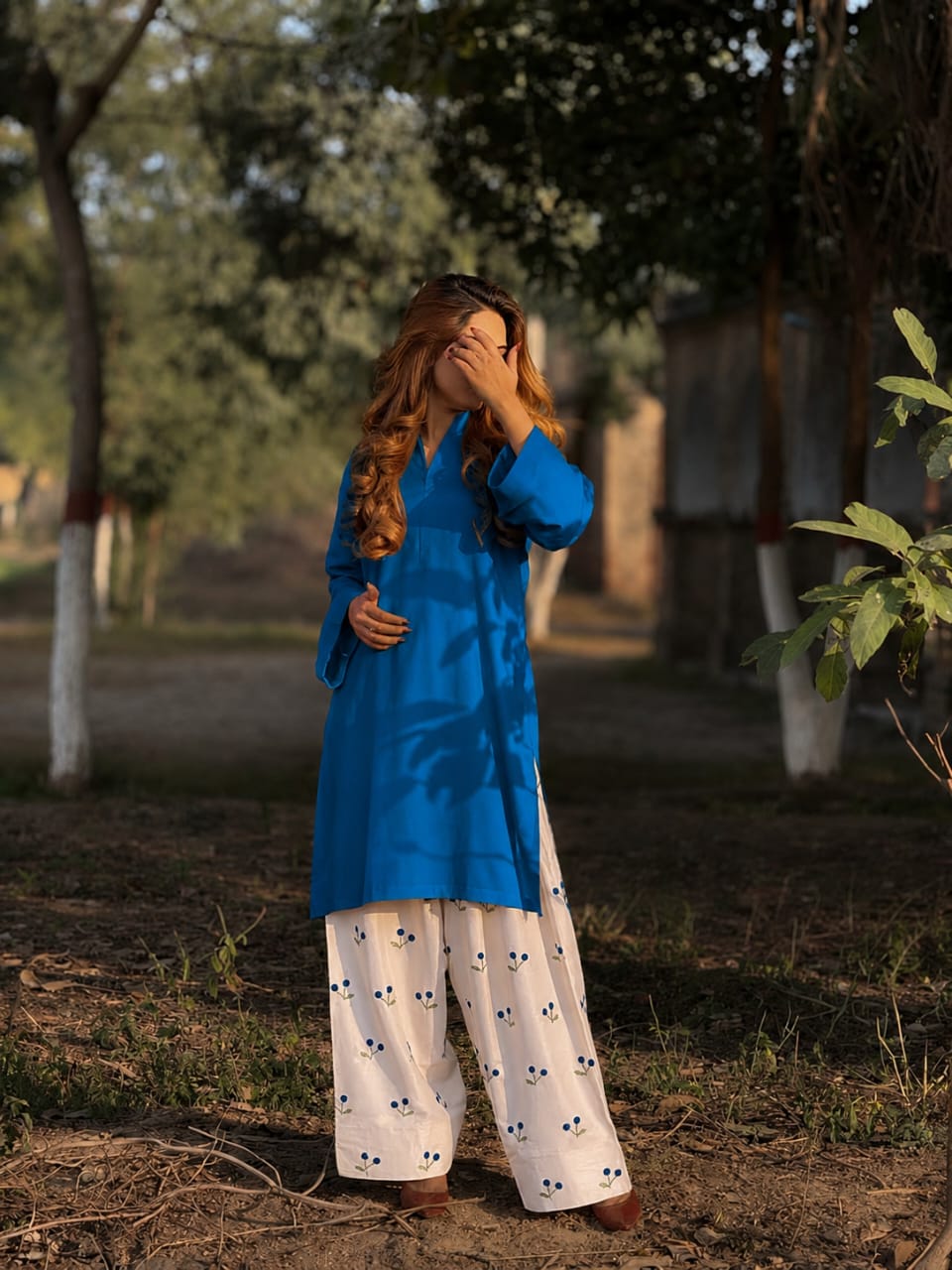 Women's Premium Cotton Corset Style Kurta & Farshi Salwar Set