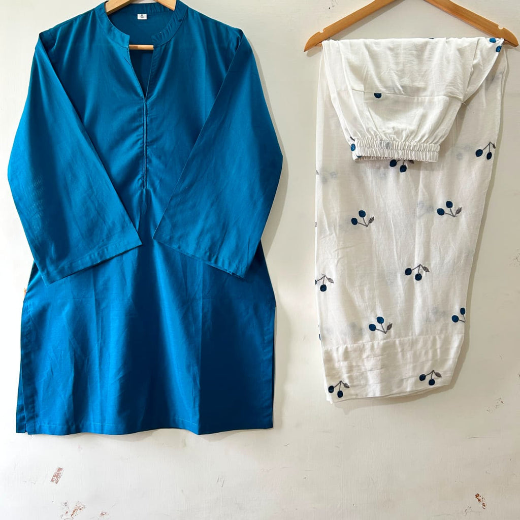 Women's Premium Cotton Corset Style Kurta & Farshi Salwar Set