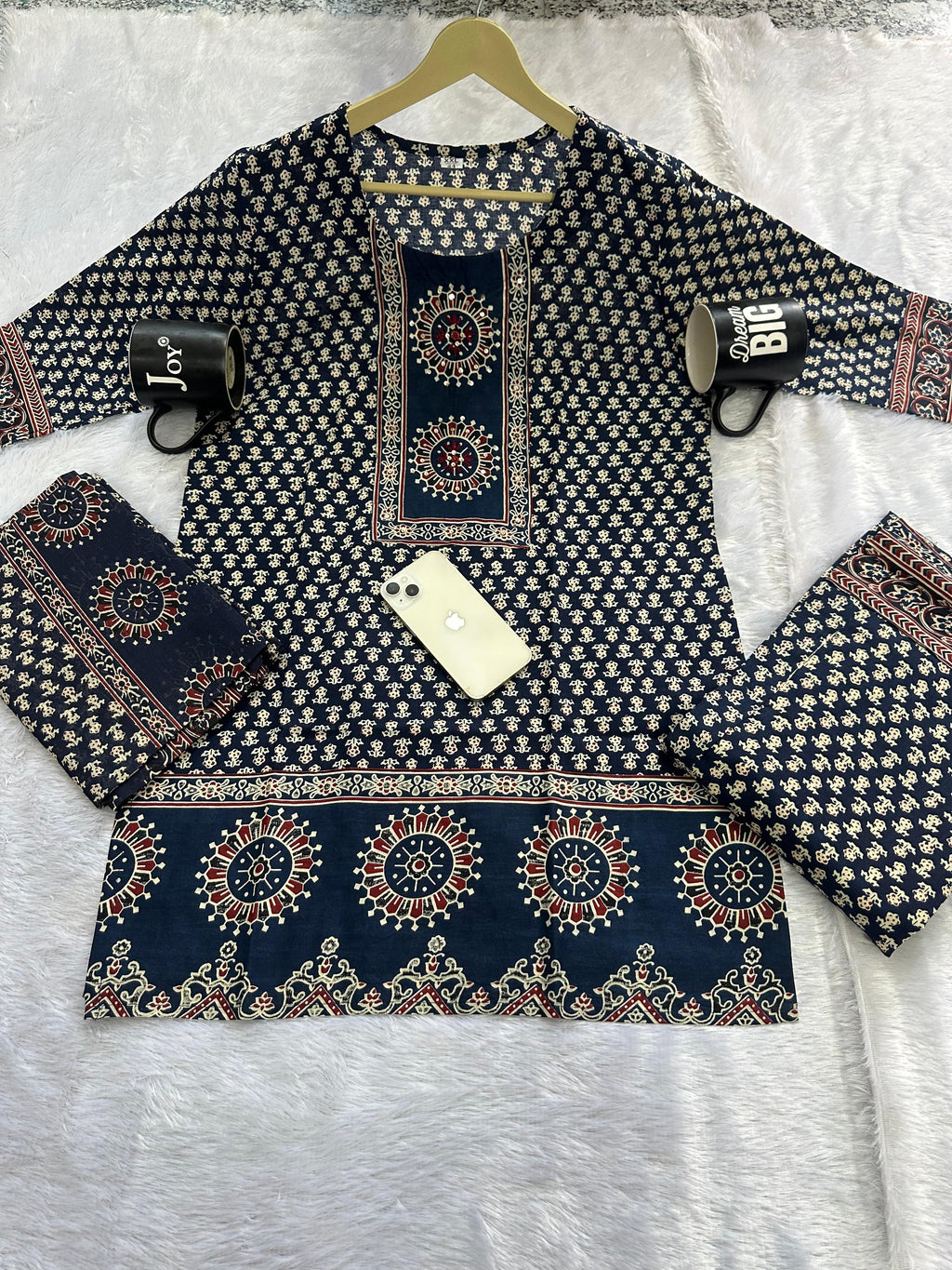 Women's Premium Cotton Printed Gopi Kurti Sharara & Malmal Dupatta Set