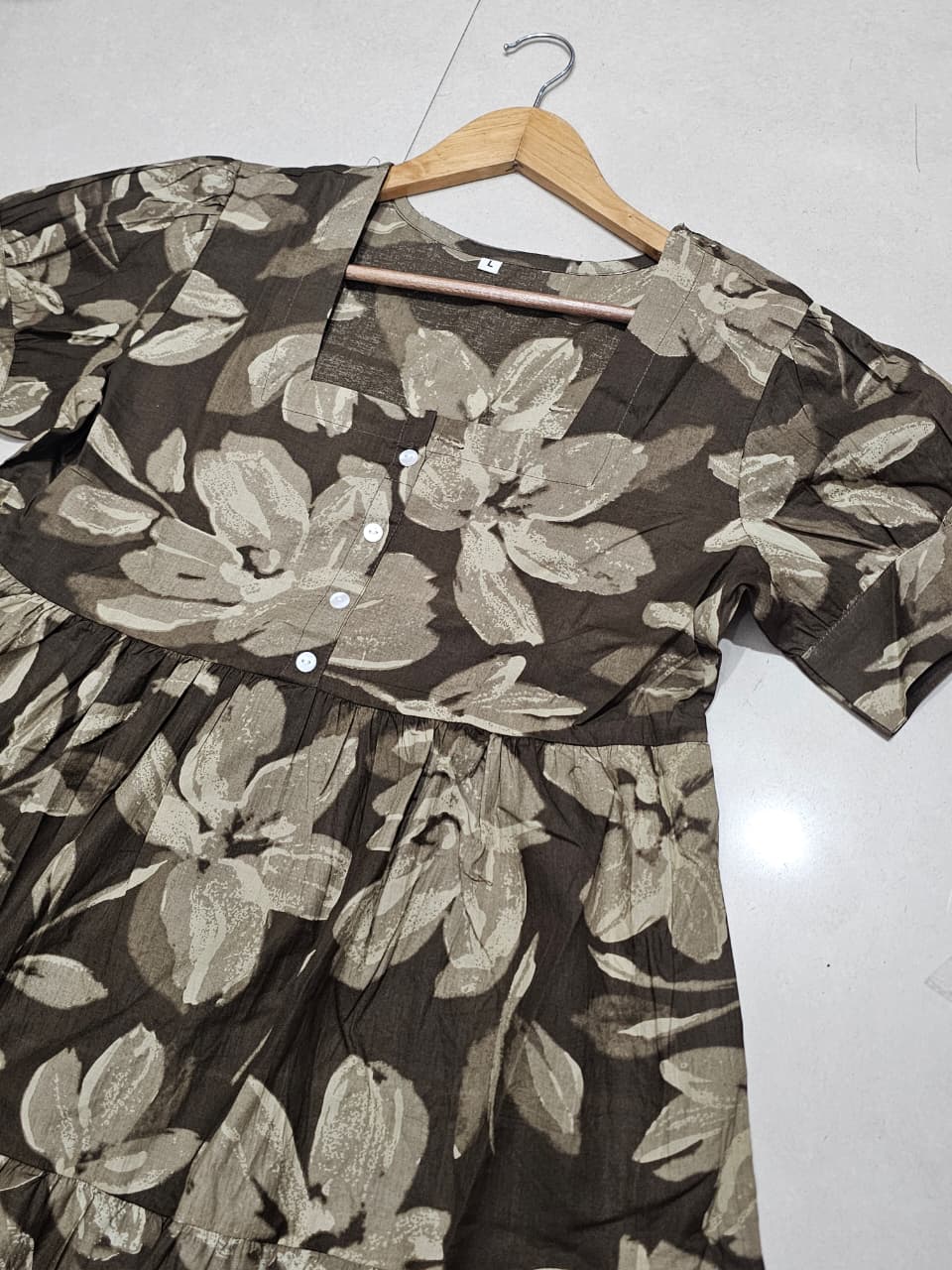 Trending Stylish Cotton Printed Square Neck Midi Dress
