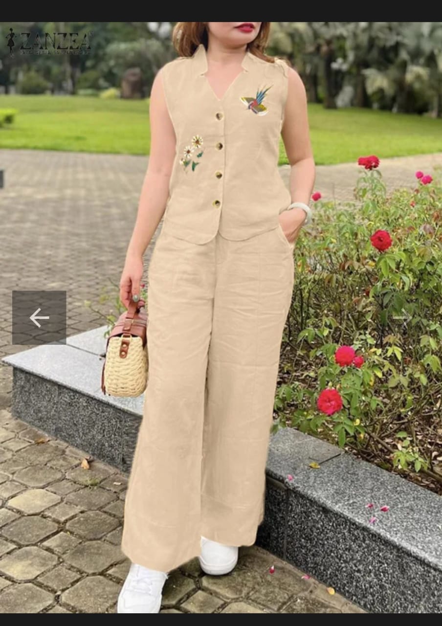 Stylish Cotton Top & Pant Co-Ord Set For Women