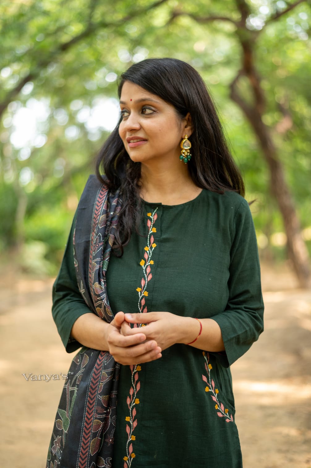Bottle Handloom Cotton A-Line Suit Set For Women