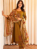 Pure Cotton A-Line Kurta Set with Handcrafted Neck Work — chic Three-Piece Ensemble with Cotton Dupatta and Pants