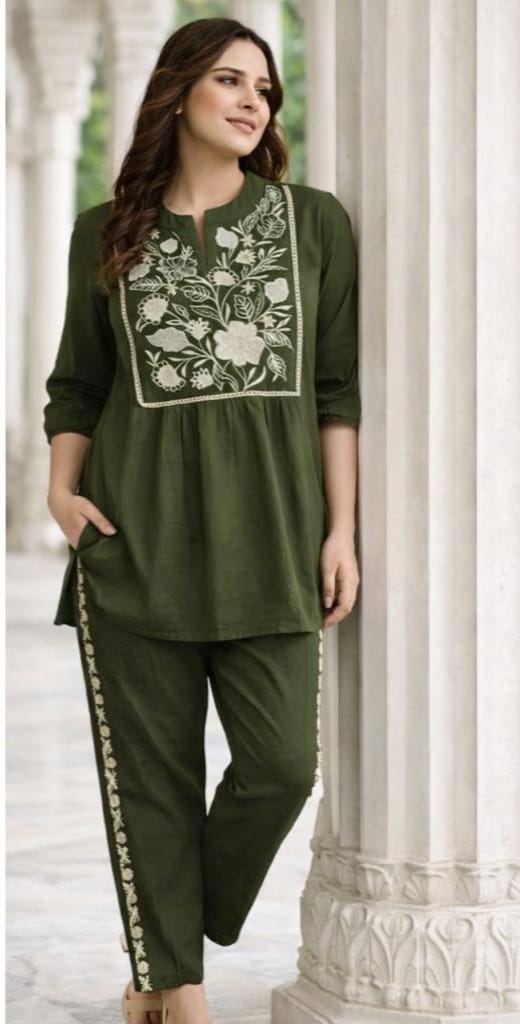 Women Embroide Cotton Co-Ord Set