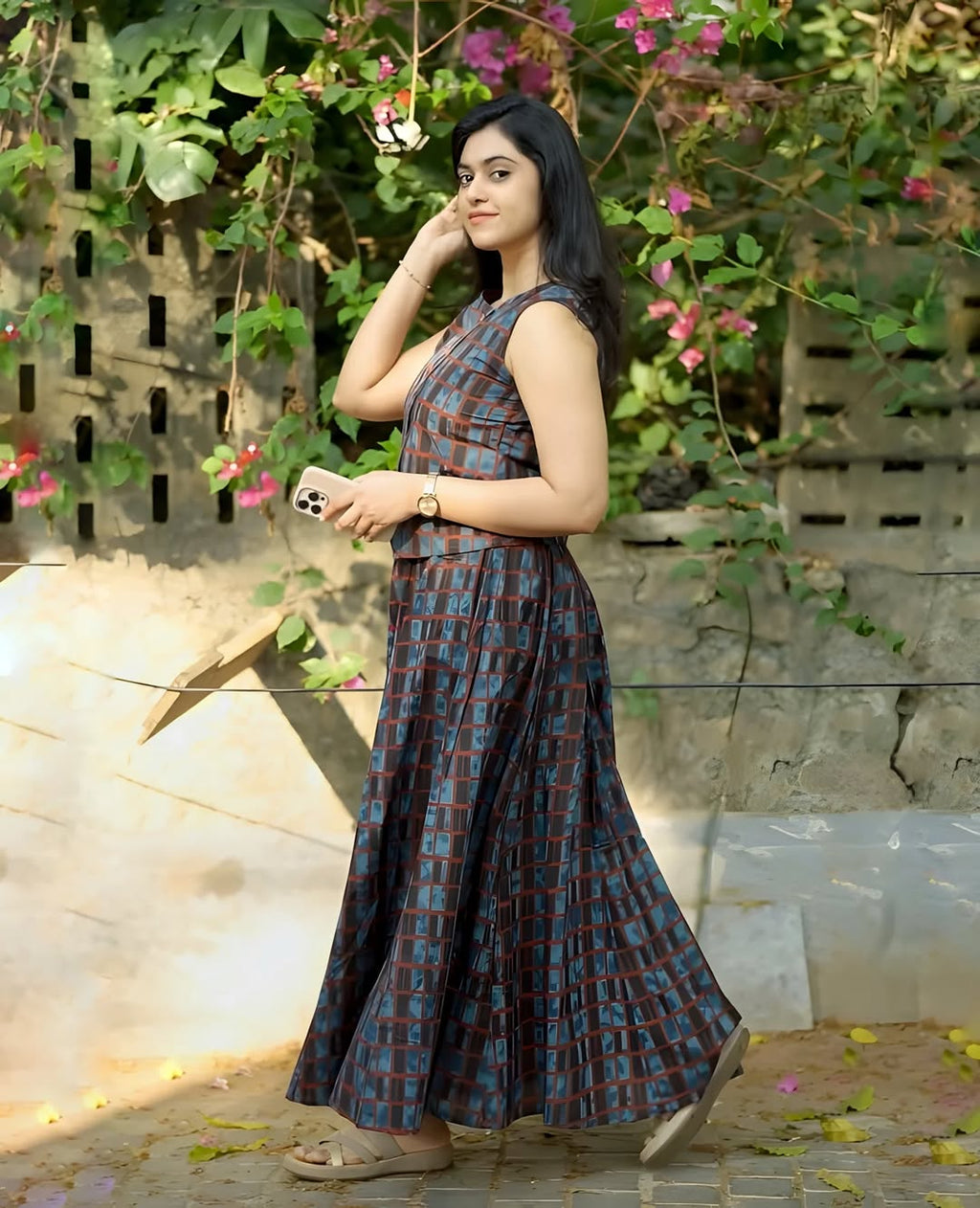 Women Printed Cotton Top And Skirt Set