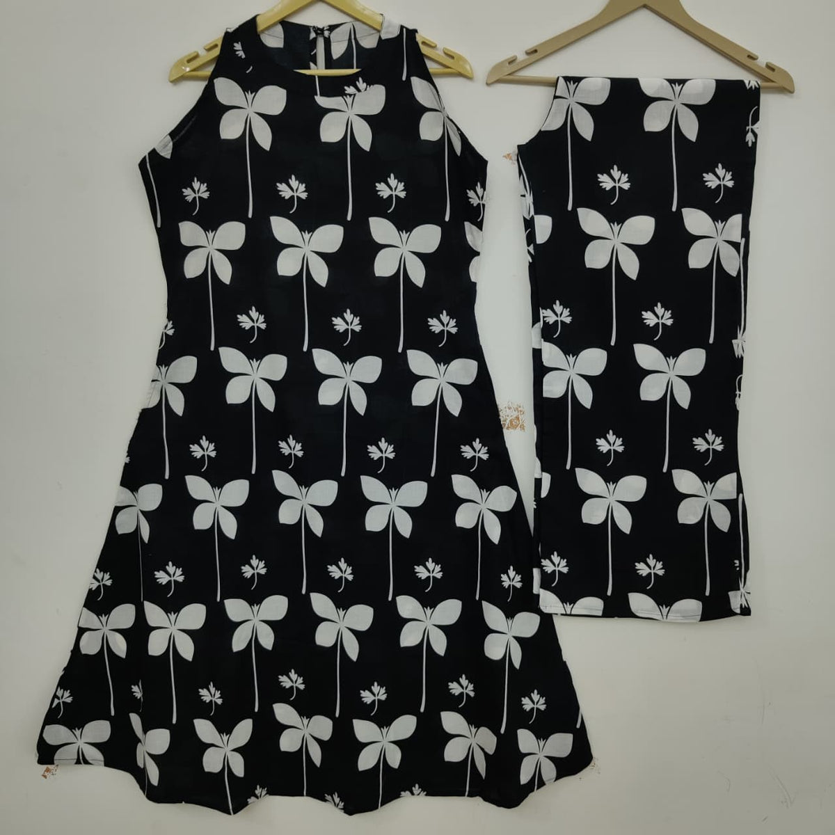 chic Printed A-Line Halter Neck Kurta Palazzo Set