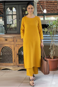 Stylish cotton slub monochrome kurti set with minimalistic design and everyday elegance