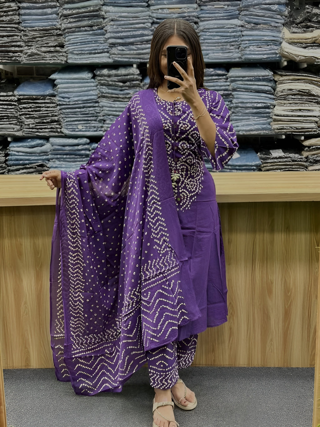 Women Stylish Cotton Kurta Set with Pants and Dupatta Adda Work Straight Ethnic Three Piece Suit