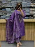 Women Stylish Cotton Kurta Set with Pants and Dupatta Adda Work Straight Ethnic Three Piece Suit