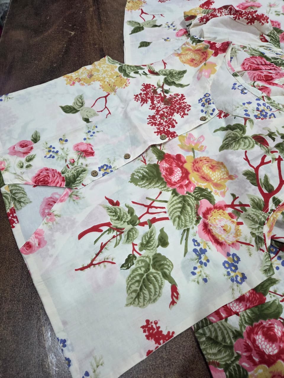 Women Floral Printed Cotton Top and Skirt Set