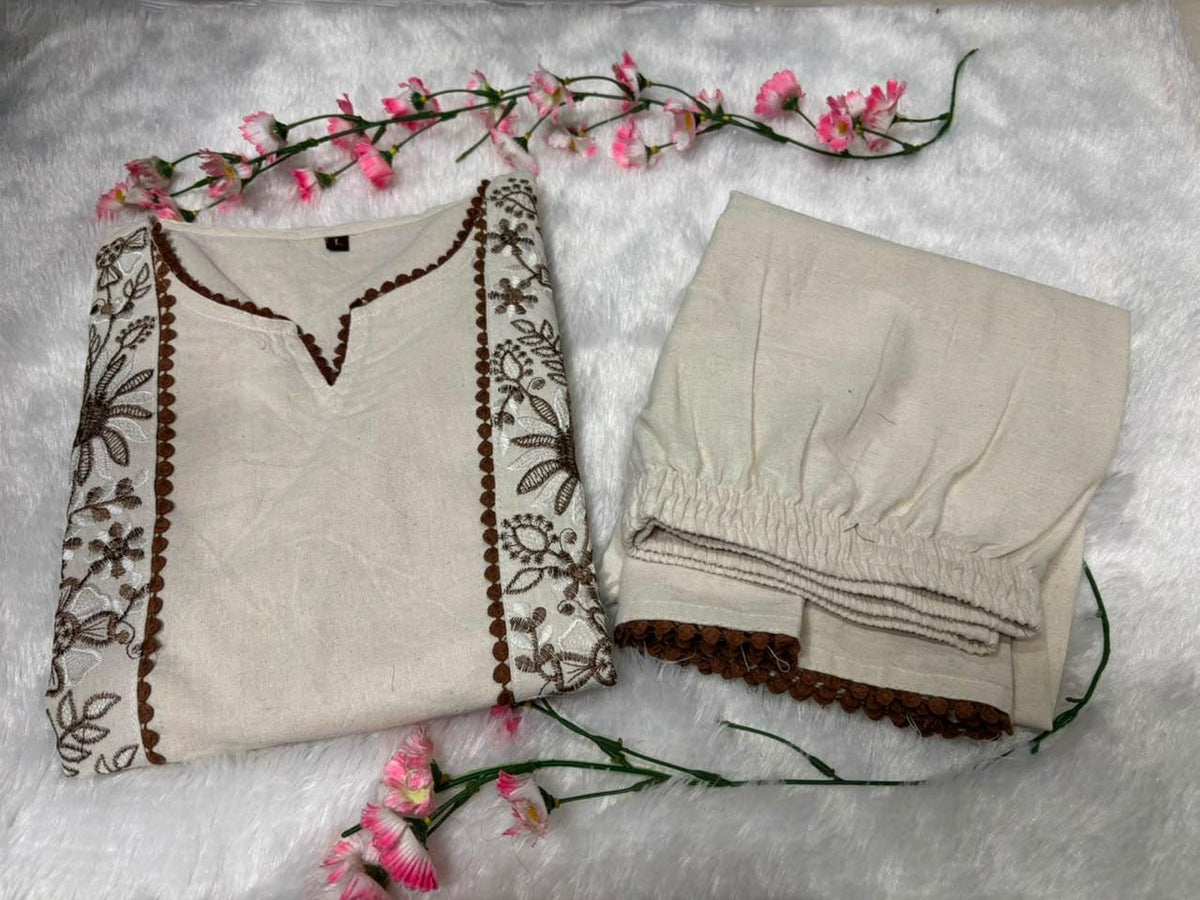Stylish Trending Cotton Flex Embroide Co-Ord Set with Palazzo