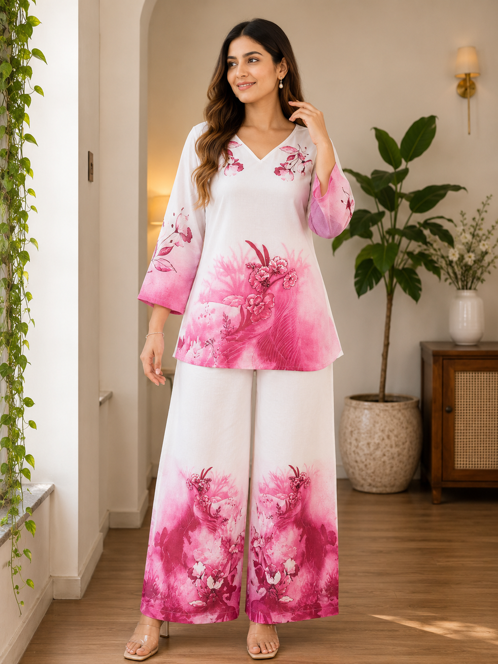 Stylish Floral Digital Print Mul Cotton Co-Ord Set
