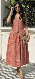 Women Printed Cotton Top And Skirt Set