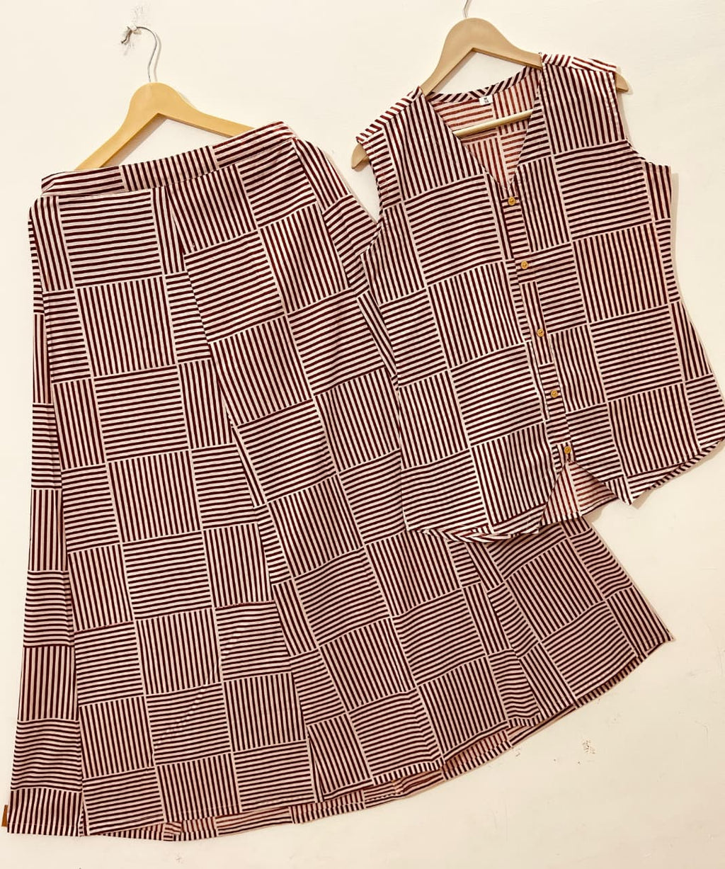 Women Printed Cotton Top And Skirt Set