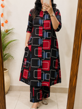 Stylish Trending Pure Cotton Geometric Printed A-Line Co-ord Set with Palazzo Pants