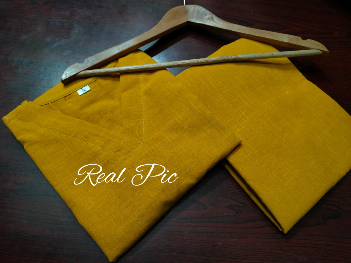 Stylish Cotton Slub Kurta And Pant Set For Women