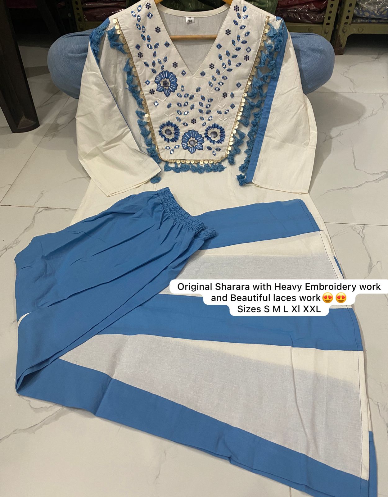 Embroidered Top With Kali Pants - Co-ord Set