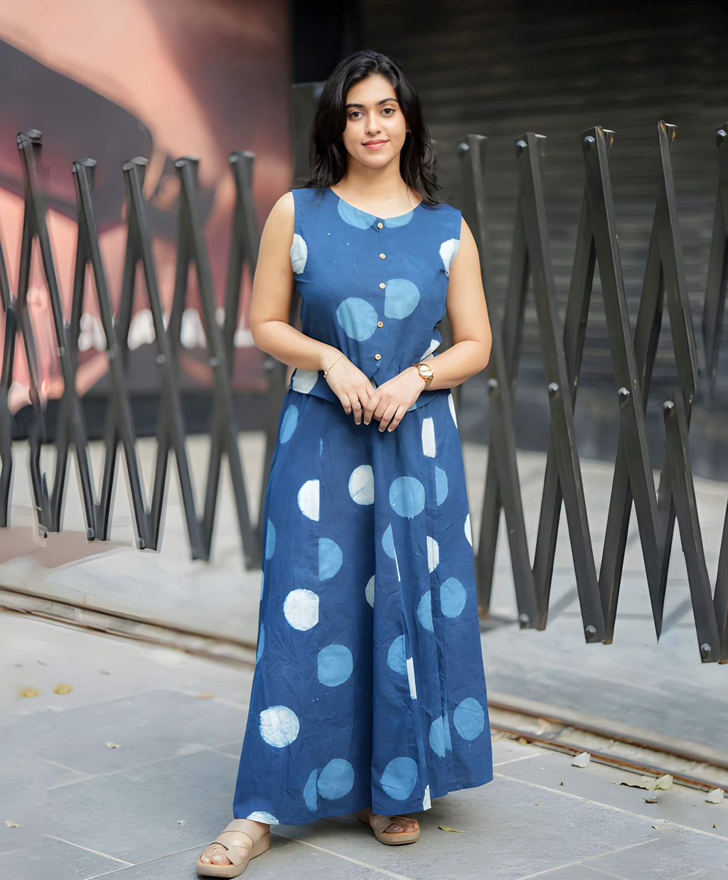 Women Printed Cotton Top And Skirt Set